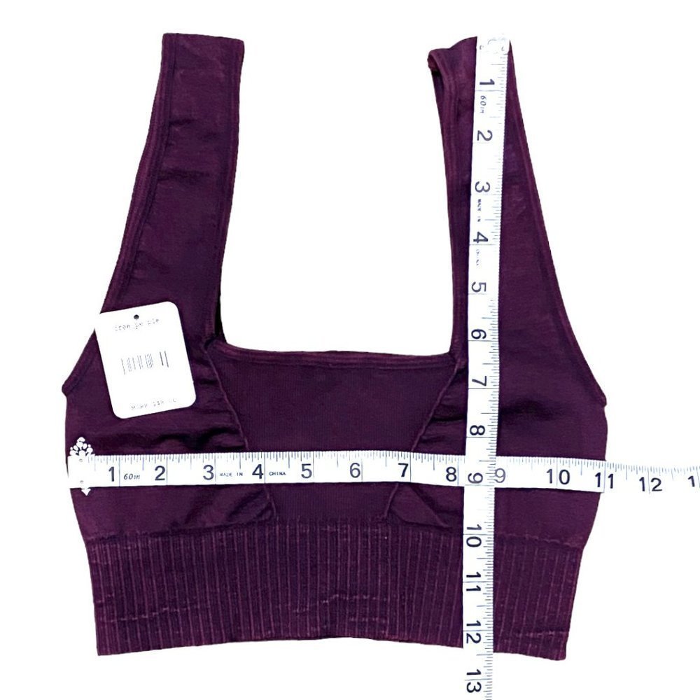 free People Movement Good Karma Square-Neck Bra Power Plum - Picture 2 of 4